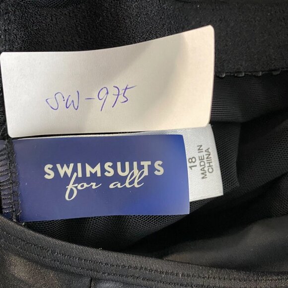 Swimsuits For All One Piece Swimsuit Dress‎ Black Solid Women's Size 18 - Picture 3 of 7